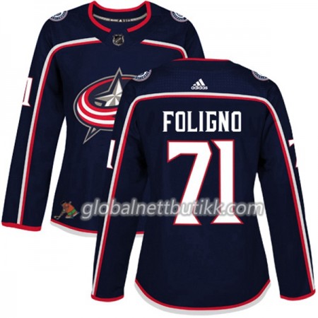 Columbus Blue Jackets Hockeydrakt Nick Foligno 71 2017-2018 Blå Adidas Authentic - Dame